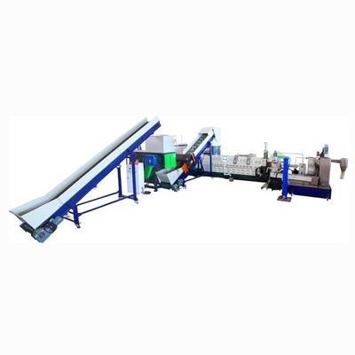 300 kg/uur Horizontale plastic pelletizing recycling machine Twee-stap met cutter compactor